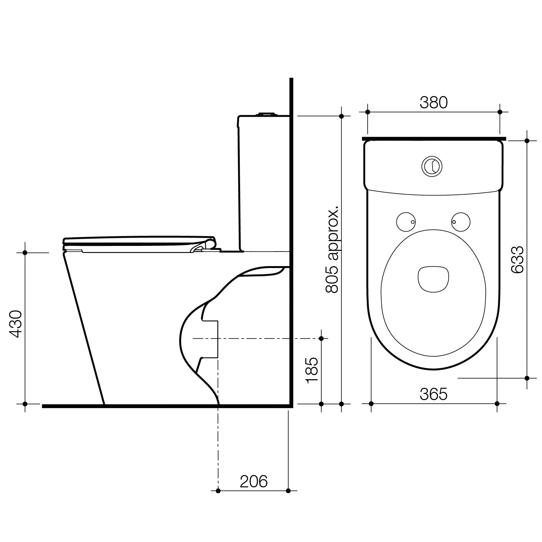 Caroma Stylus Origin Back to Wall Rimless Suite