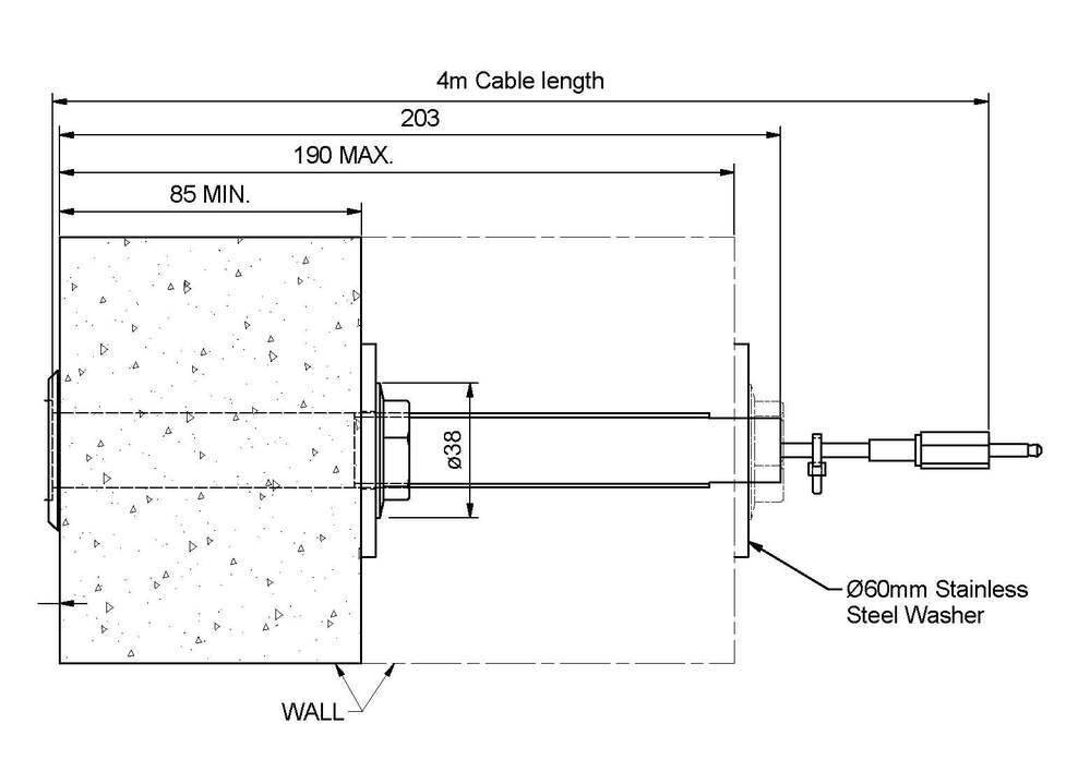 Wallgate Shower Piezo Touch Button 4m Cables; Solid Wall (85-190mm Wall)