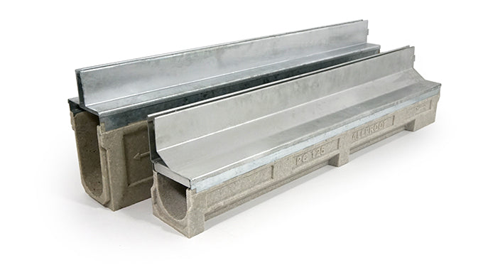 Polymer Concrete Slot Drain - Galvanised or 316 Stainless Slot, 100mm Channel, 75mm-225mm Deep