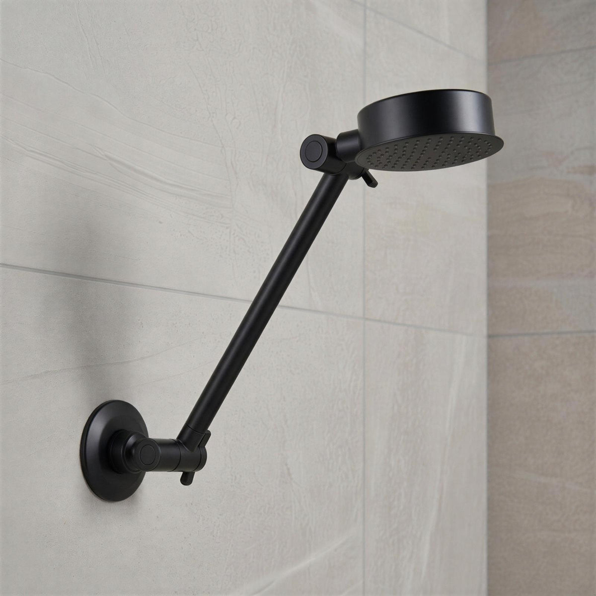 All-Directional Hi-Rise Shower Rose - 225mm Height Adjustable Arm, Matte Black | SP-HRS-001