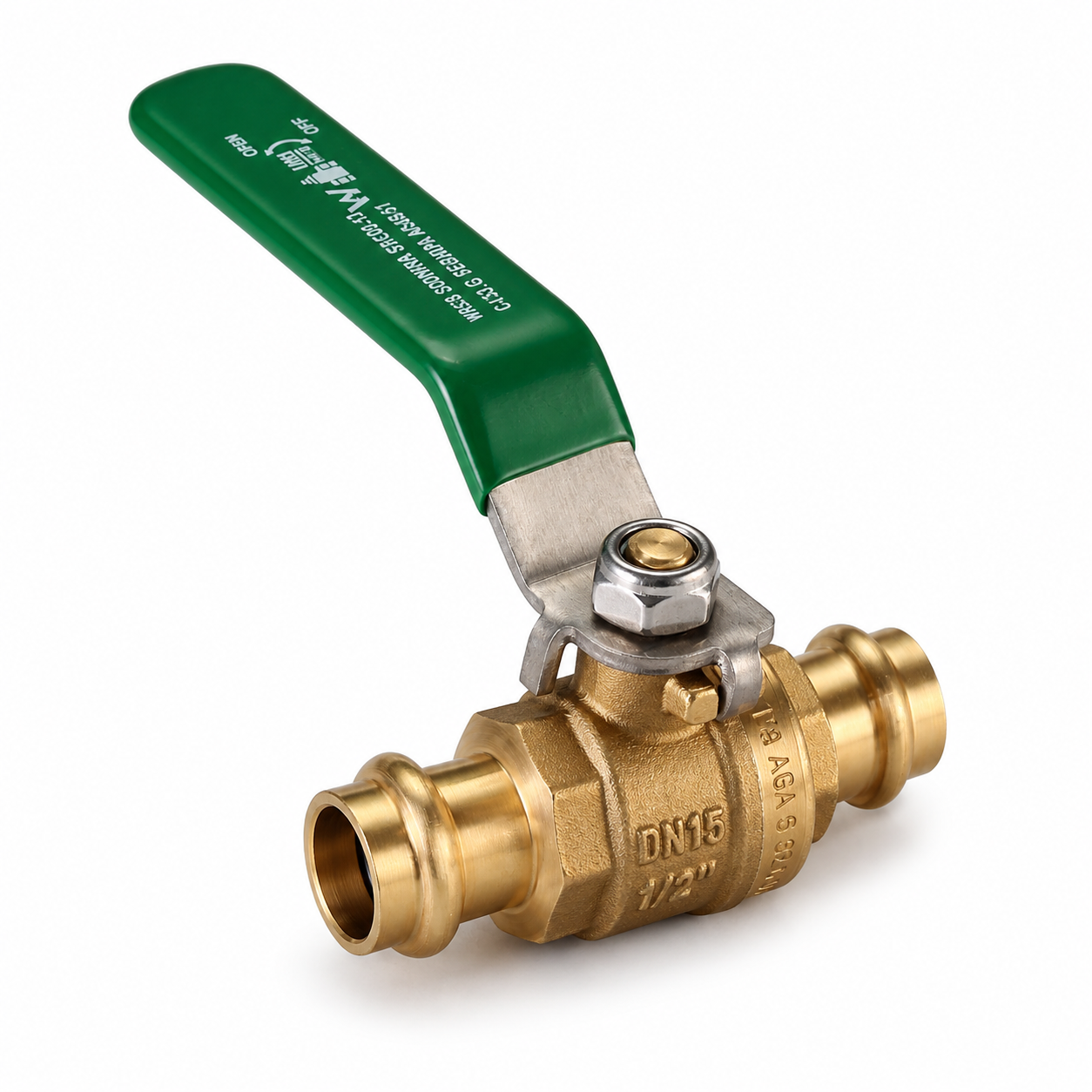 Watermarked Press Fit Ball Valve — Lead Free, Lever Handle, CU x CU, Full Bore, Max 2500kPa | DN15, DN20, DN25