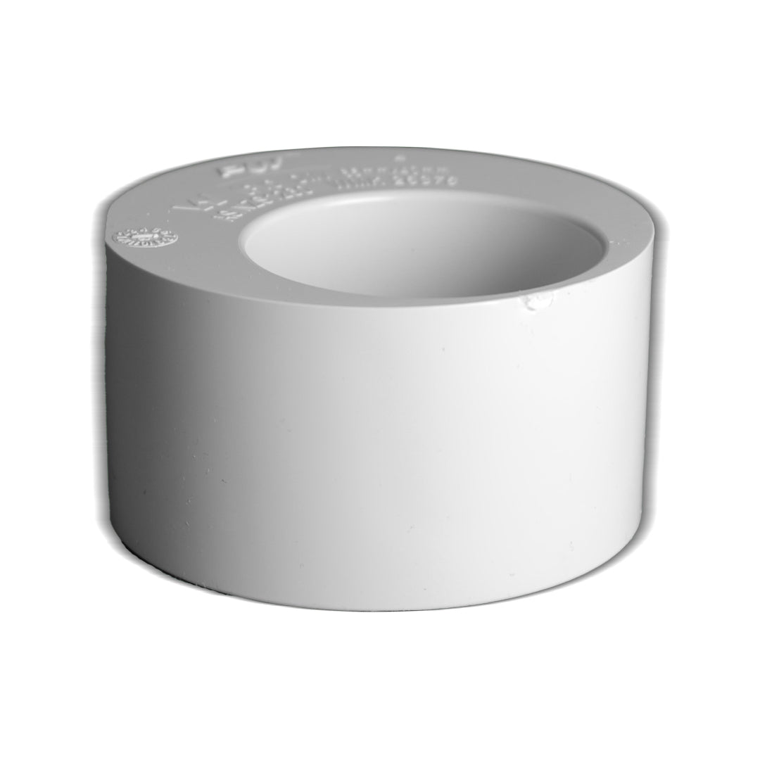 A gray PVC stormwater socket reducer, with a reducible opening on one end and a smooth exterior surface.