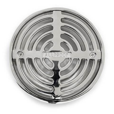 Round storm grate on white background