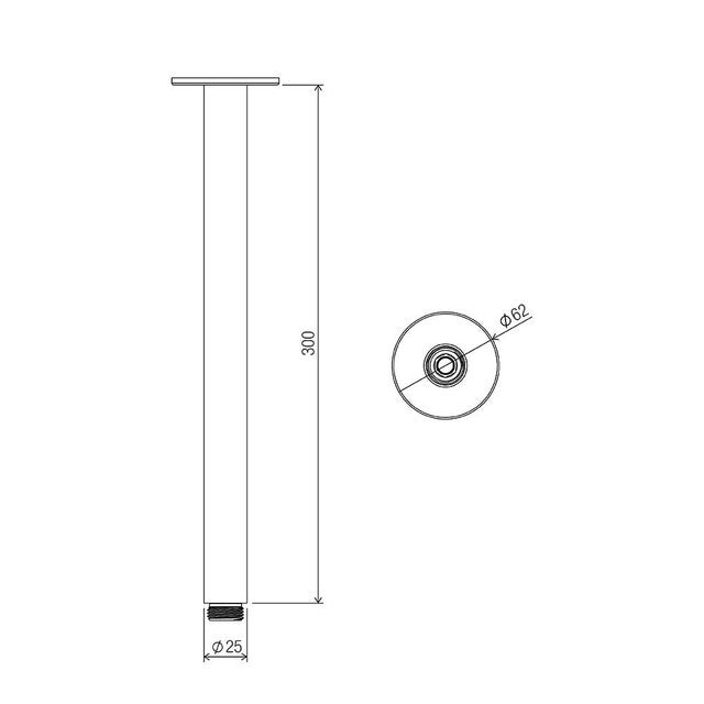 Vertical Arm Chrome 300mm