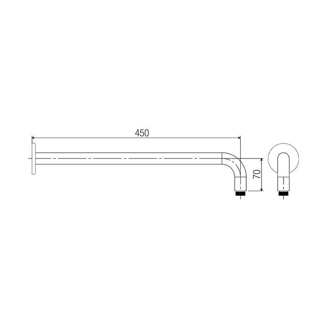 Horizontal Arm 450mm Matte Black