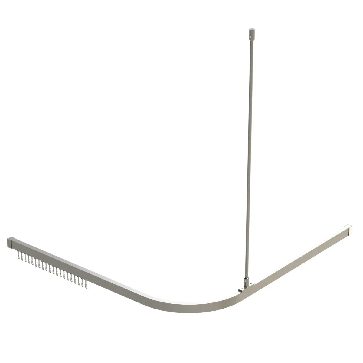 Angled Shower Track 1600 x 1600mm with Support & Hooks