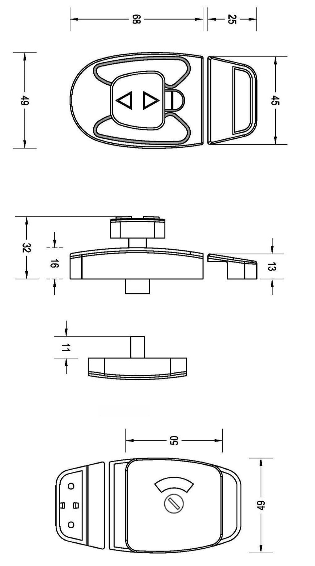 Sera Slide Lock & Emergency Release Indicator Set in Satin Chrome Plate