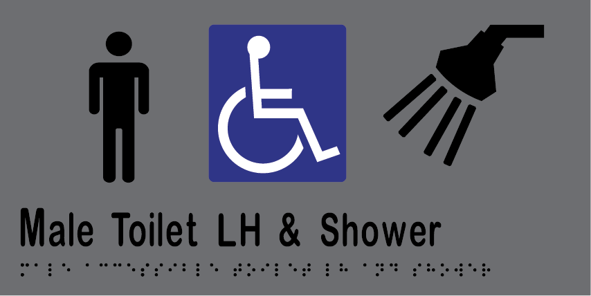 Male Accessible Toilet & Shower LH 300mmW x 150mmH