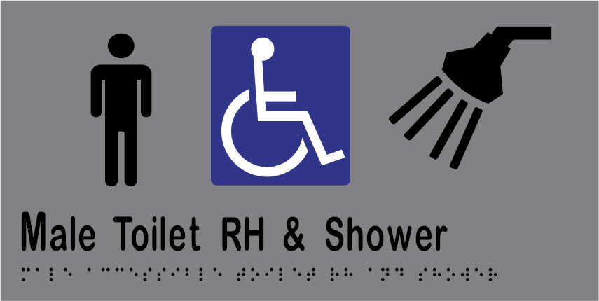 Male Accessible Toilet & Shower RH 300mmW x 150mmH