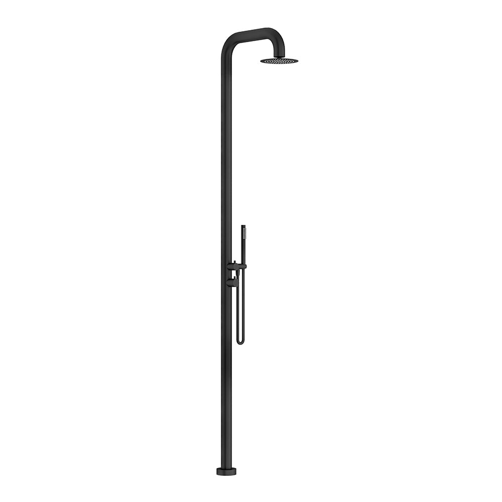 316 Stainless Steel Outdoor Freestanding Twin Shower — 250mm Head, Indoor/Outdoor, 3 Finishes