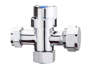 TriTec Valve Loose Nut Quarter Turn Dual Isolation Stop with Check Valve 15mm MI x 20mm MI