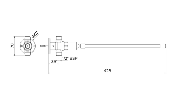 Wall Mounted 15mm Male Knee Operated Valve w/ Knee Wand Attachment Lead Free DZR Brass