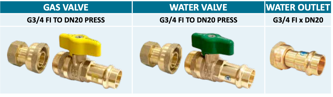 Buy 5, get 1 Free Instantaneous Hot Water Valve Kit -  G3/4" x 20mm Press DR Brass