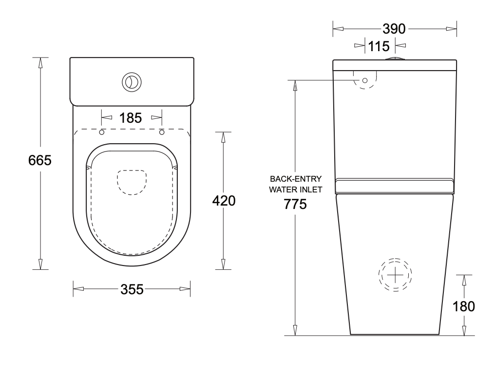 Venezia Ambulant Back To Wall Rimless Toilet Suite With Seat
