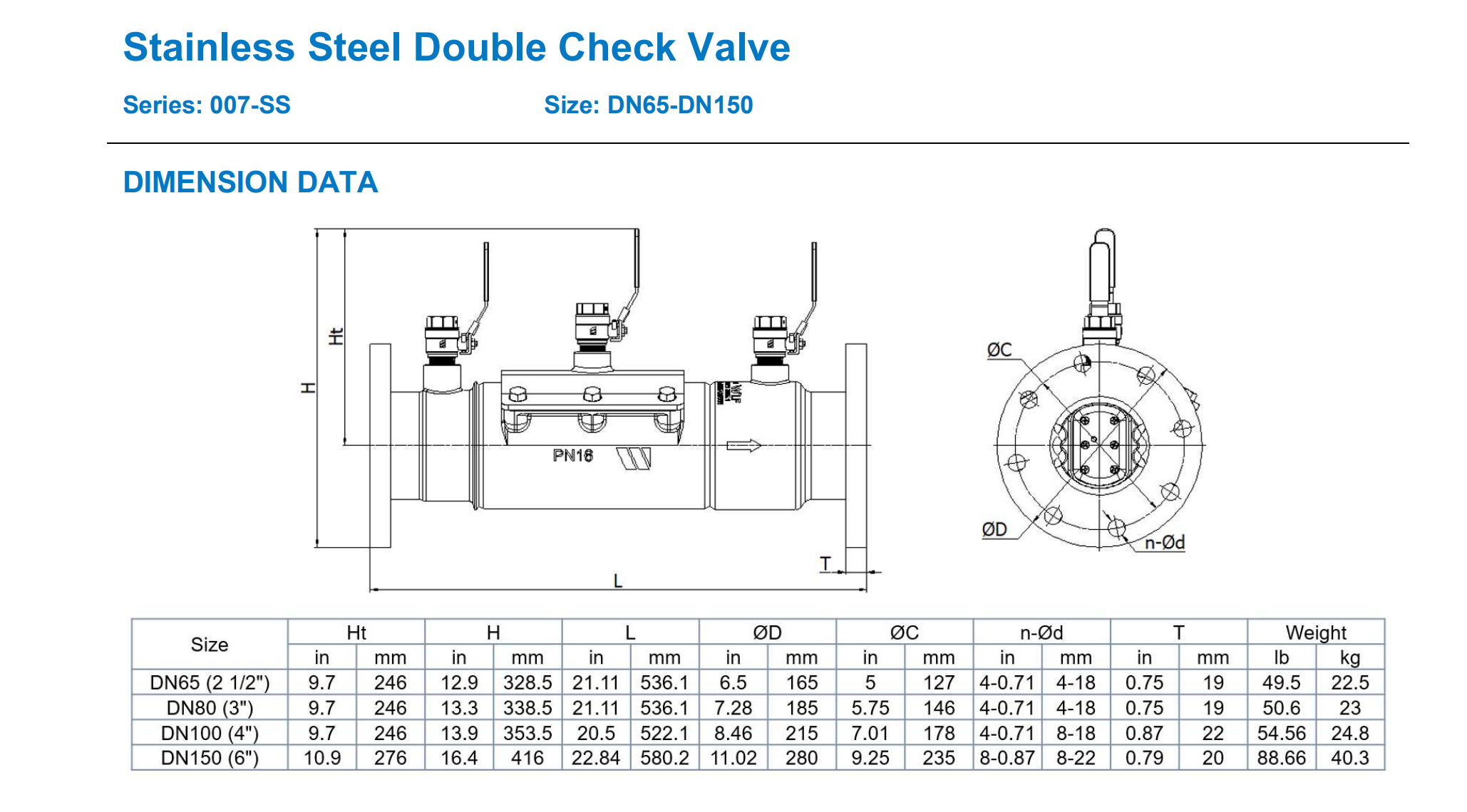 Stainless Steel Double Check Valve  - Device Only