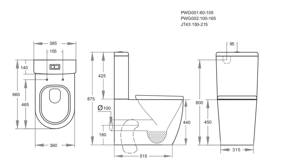 Ambulant Back To Wall Rimless Toilet Suite With Seat