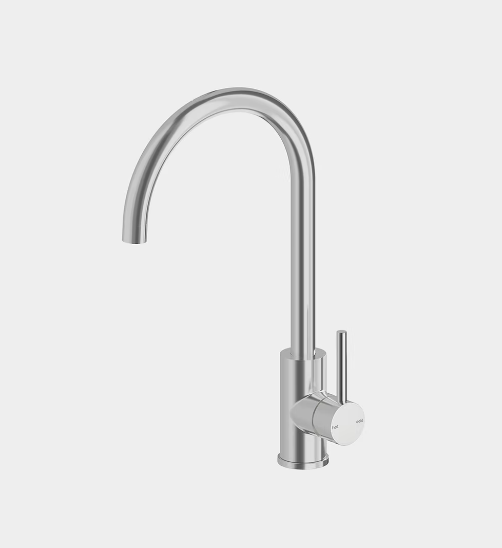 Gooseneck Sink Mixer — Pin Lever, 4 Star WELS | 18106 / 18106BN / 18106MB