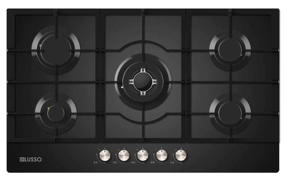 Gas Cooktop - 900mm Black Glass - 5 Burners