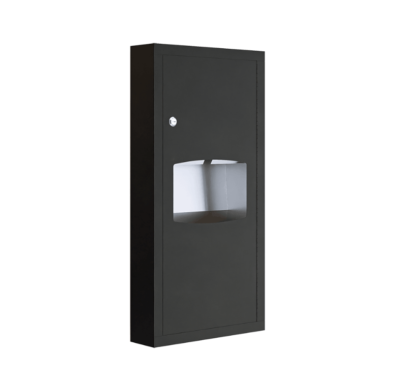 Paper Towel Dispenser & Waste Receptacle Surface Mounted in Designer Black
