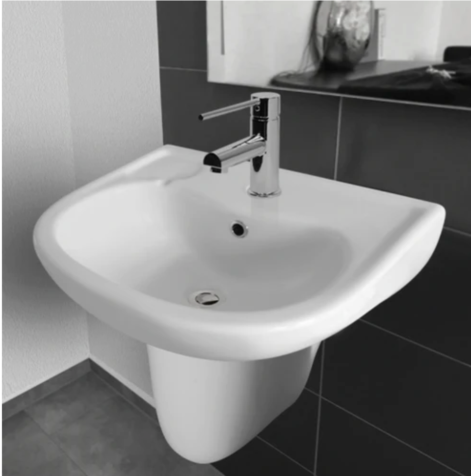 Care Wall Hung Ceramic Basin - 450 x 350mm, 1 Tap Hole, Vitreous China | ECE3019