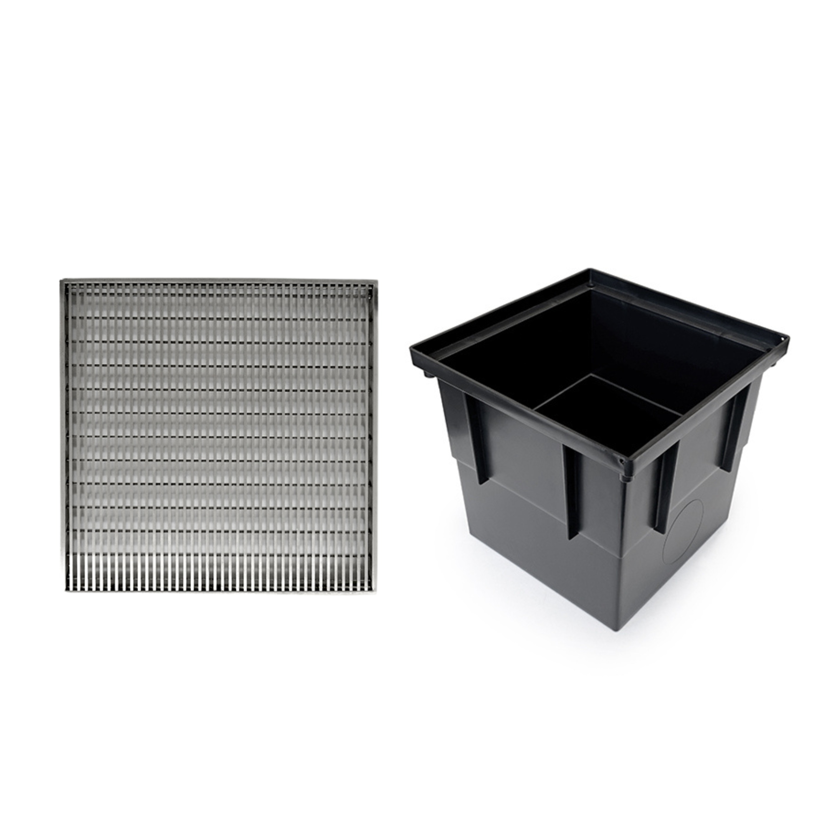 Square Drainage Pit 350 mm² × 325 mm Deep with 316 Stainless Steel Wedge Wire Grate