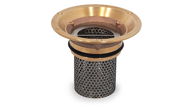 Vinyl Floor Waste with Double Strainer Basket - Cast Bronze, Stainless Grate, 100mm