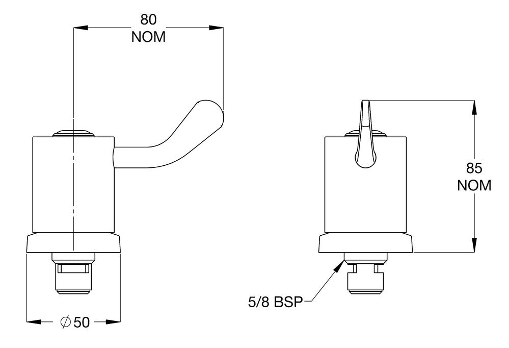 CliniLever® CP-BS Basin/Sink Top Assembly 80 C/D Hot