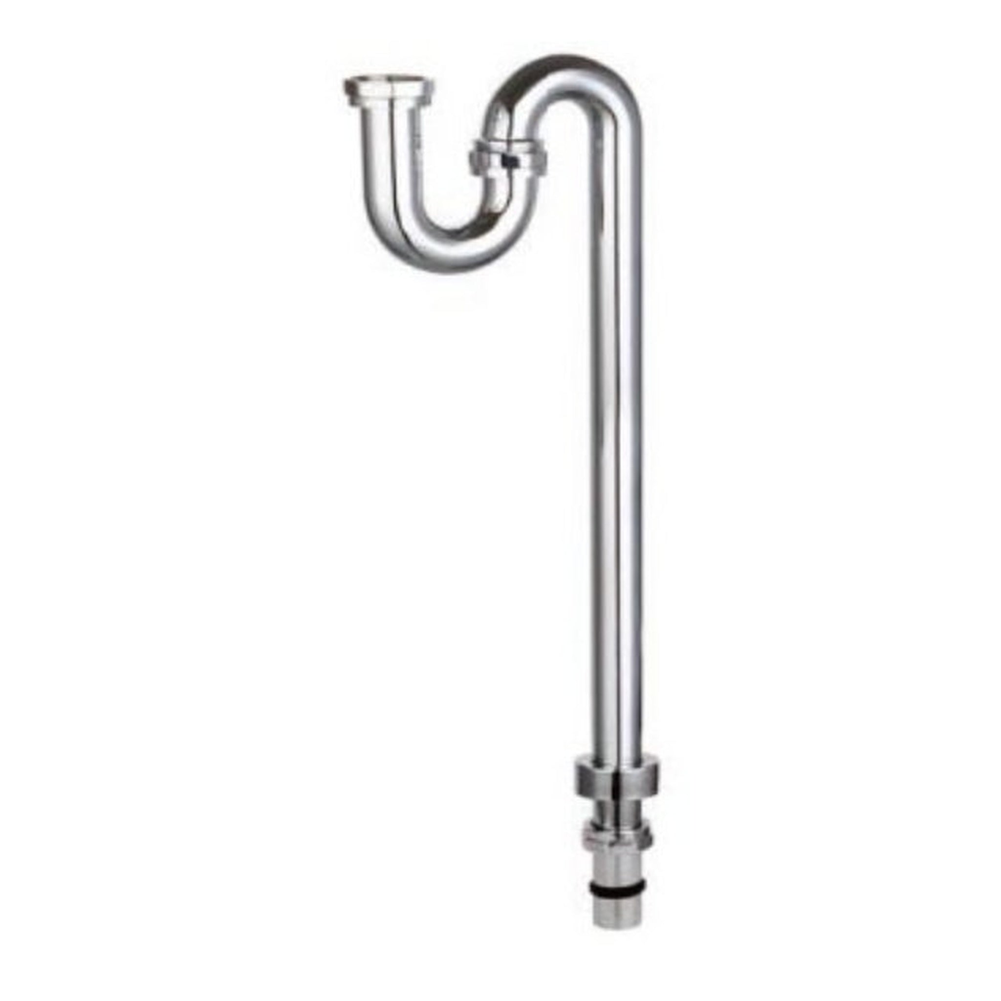 DN40 Copper S-Trap Loose Nut Extended Tail 750mm — Chrome Plated | TCUS4075