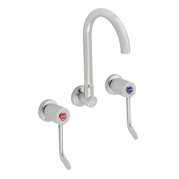 CliniLever® CP-BS Hospital Wall Sink Set 150 C/D with 190mm Gooseneck Outlet