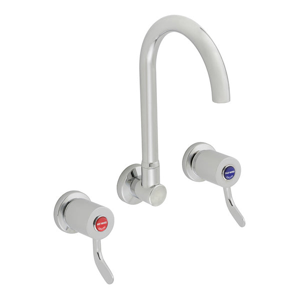 CliniLever® CP-BS Hospital Wall Sink Set 80 J/V with 190mm Gooseneck Outlet
