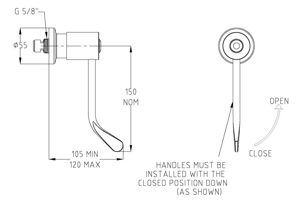 CliniLever® CP-BS Hospital Wall Top Assembly 150 C/D Hot
