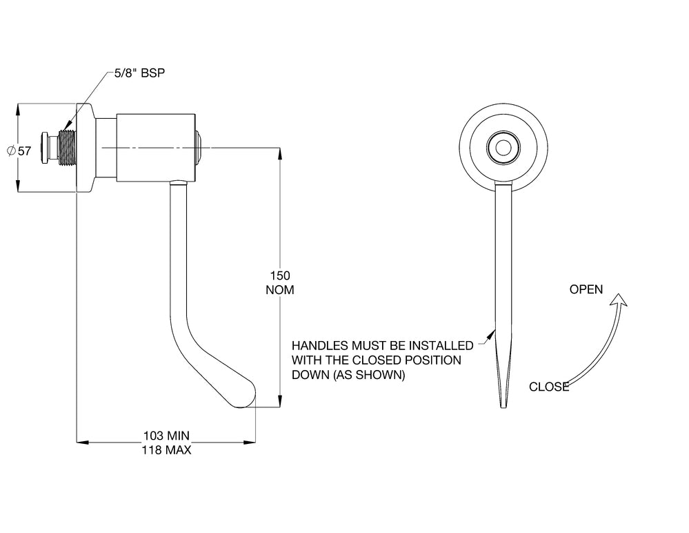 CliniLever® CP-BS Hospital Wall Top Assembly 150 J/V Cold