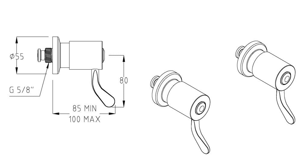 CliniLever® CP-BS Hospital Wall Top Assembly 80 J/V Pair