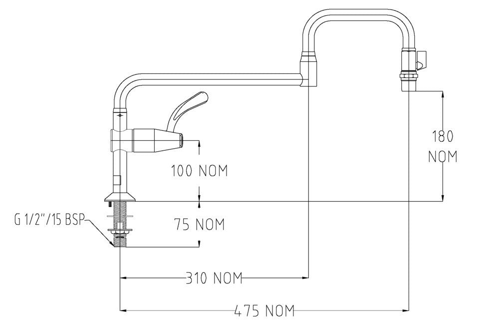 Ezy-Wash® CP-BS Hob Mounted Pot & Kettle Filler Unit Type 70 with Folding Outlet & Stop