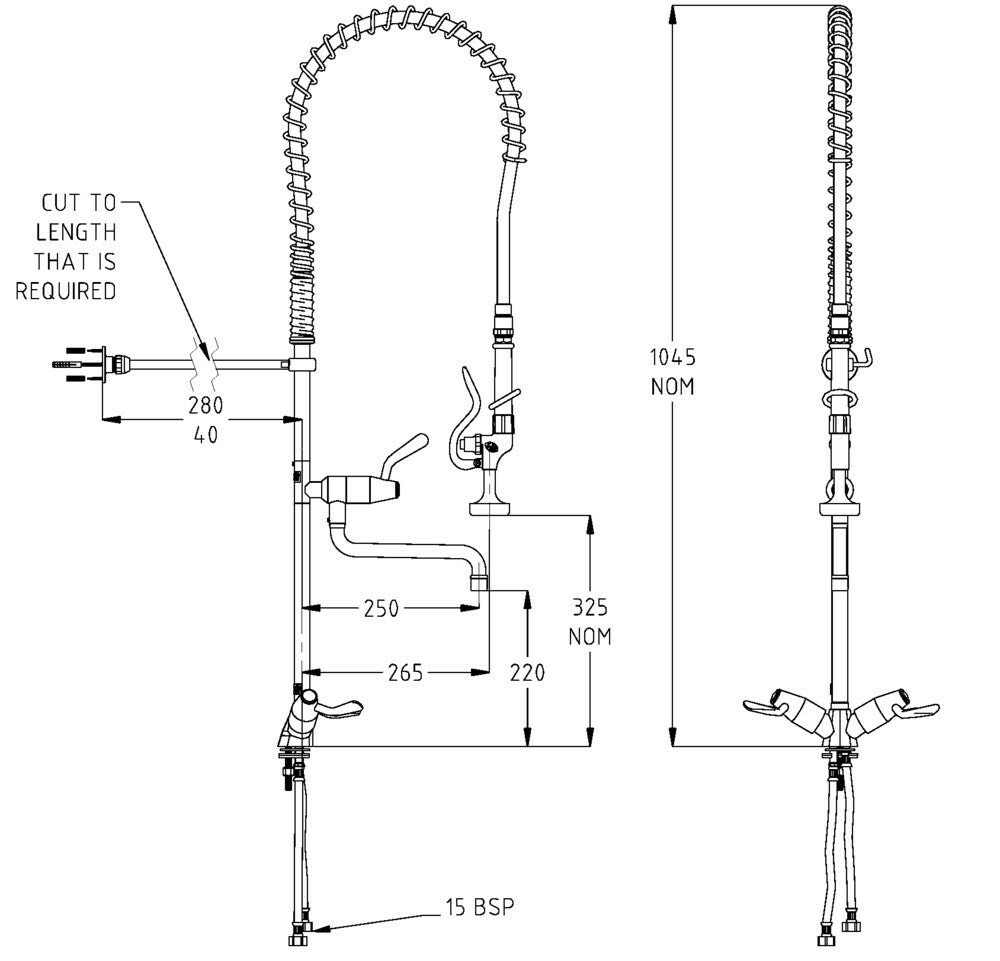 Ezy-Wash® CP-BS Hob Mounted Twin Mixer Pre-Rinse Unit Type 84 Flex Tail - Pot Filler