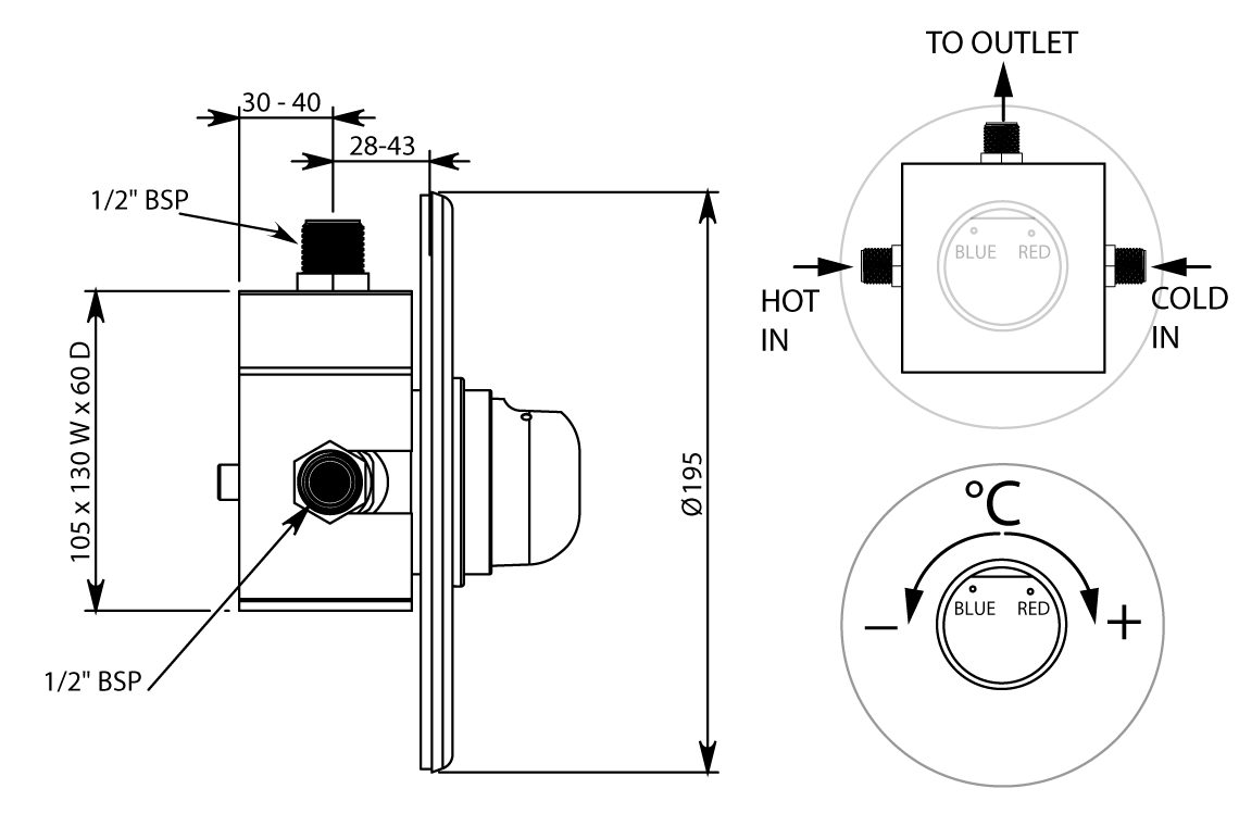 Enware-Delabie TempoMix Shower Mixer – Recessed