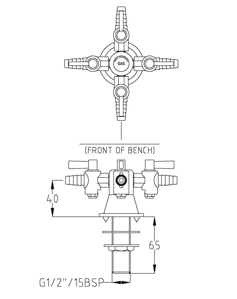 GalvinLab® CPBS Lab 4Way Straight Gas Turret Type 42