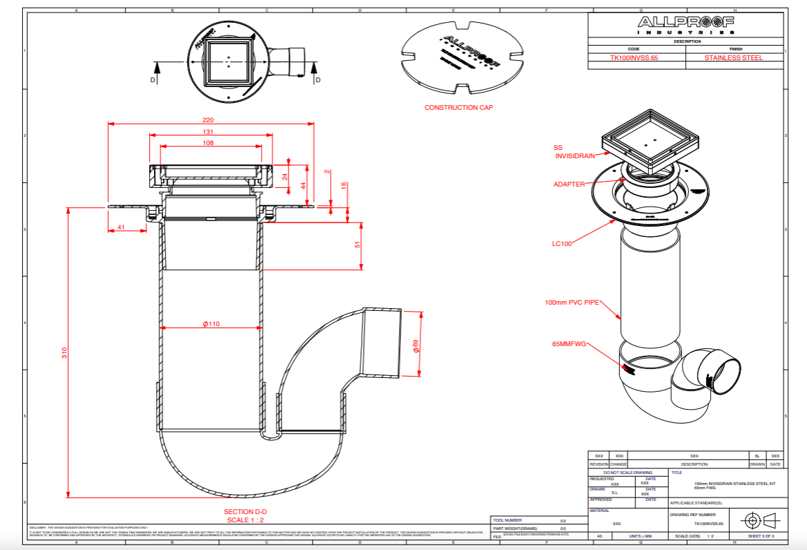 Tile Floor Shower Waste Kit