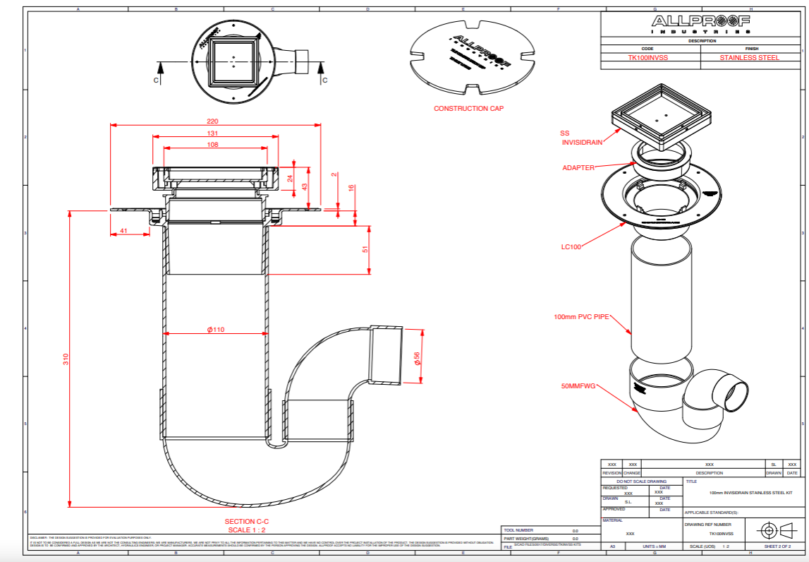 Tile Floor Shower Waste Kit