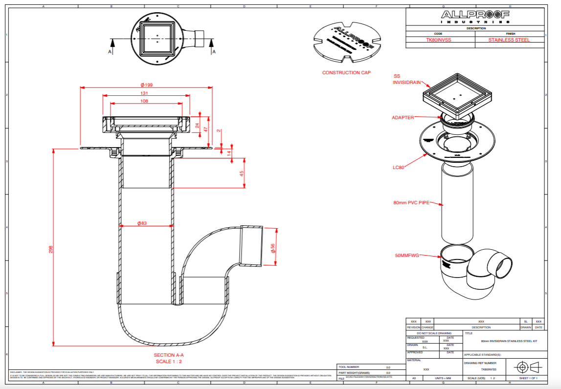 Tile Floor Shower Waste Kit