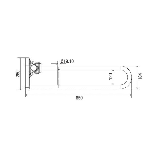 Tiltlock® 850mm Grab Rail Antimicrobial White Left Hand