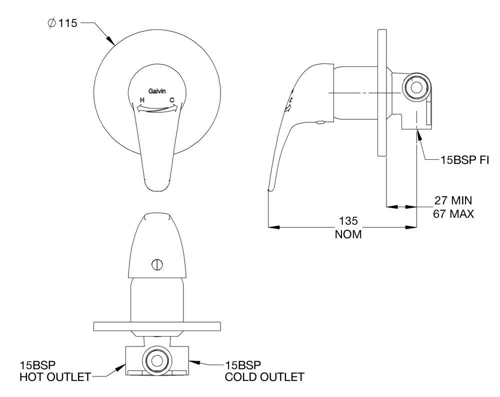 CliniLever® CP-BS Hospital Single Lever Shower Mixer