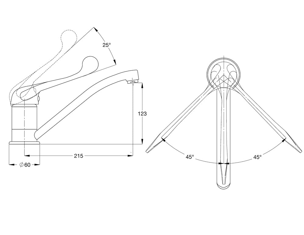 CliniLever® CP-BS Hospital Single Lever Sink Mixer 250 Reach with 165 Disabled Lever