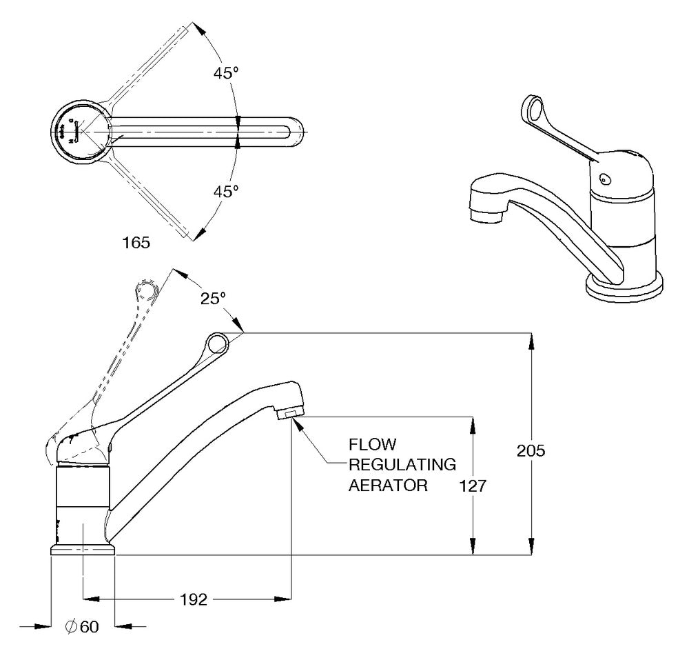 CliniLever® Stainless Steel Lead Safe™ Sink Mixer with Disabled Lever