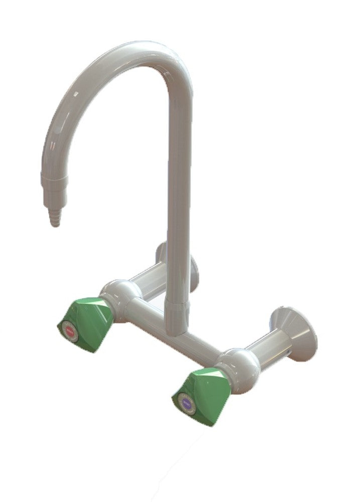 ProLab® Epoxy Coated Brass Wall Mtd Lab Set Side H&C 1-Way Swivel Gooseneck N/V #16XT Tube Nozzl
