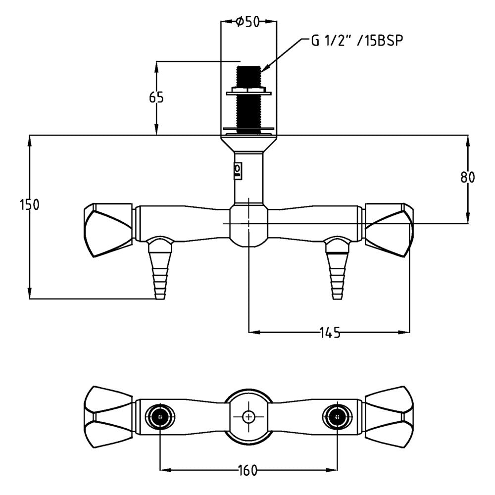 ProLab® Epoxy Coated Brass 2-Way Valve 180° Suspended Mounted, 90° Outlet "Choose Media"