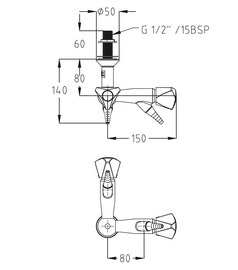 ProLab® Epoxy Coated Brass 2-Way Valve 90° Suspended Mtd, 45° Outlet - Push Turn "Choose Media&
