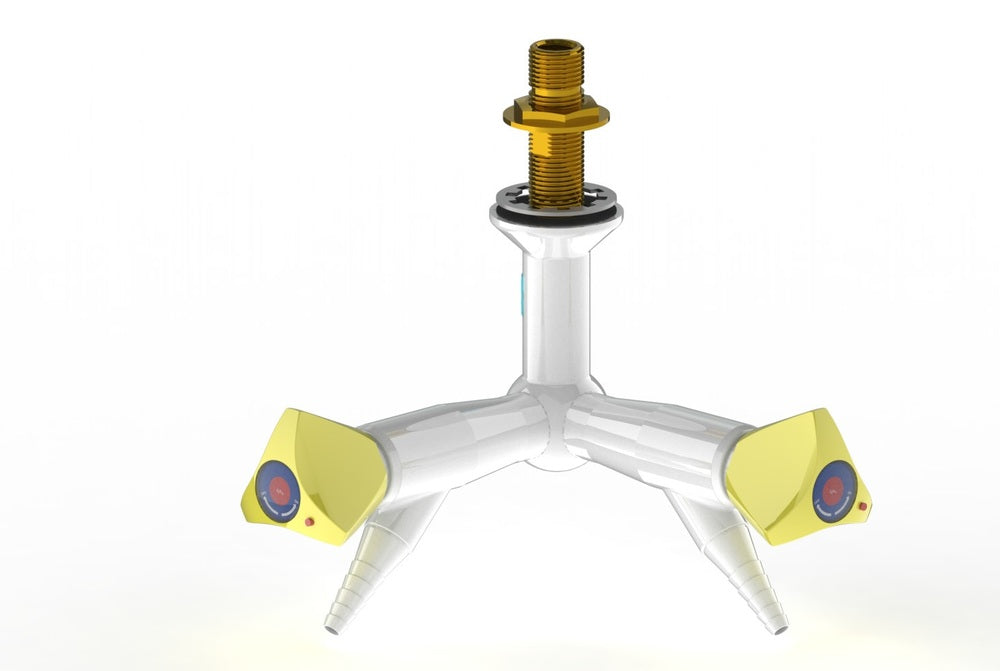 ProLab® Epoxy Coated Brass 2-Way Valve 90° Suspended Mtd, 45° Outlet - Push Turn "Choose Media&