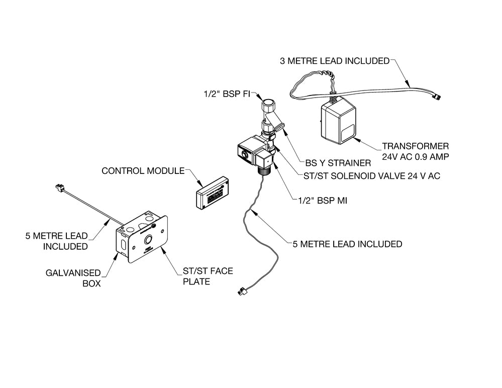 Safe-Cell® Electronic Single Temperature Basin Assembly with Controller (Concealed)