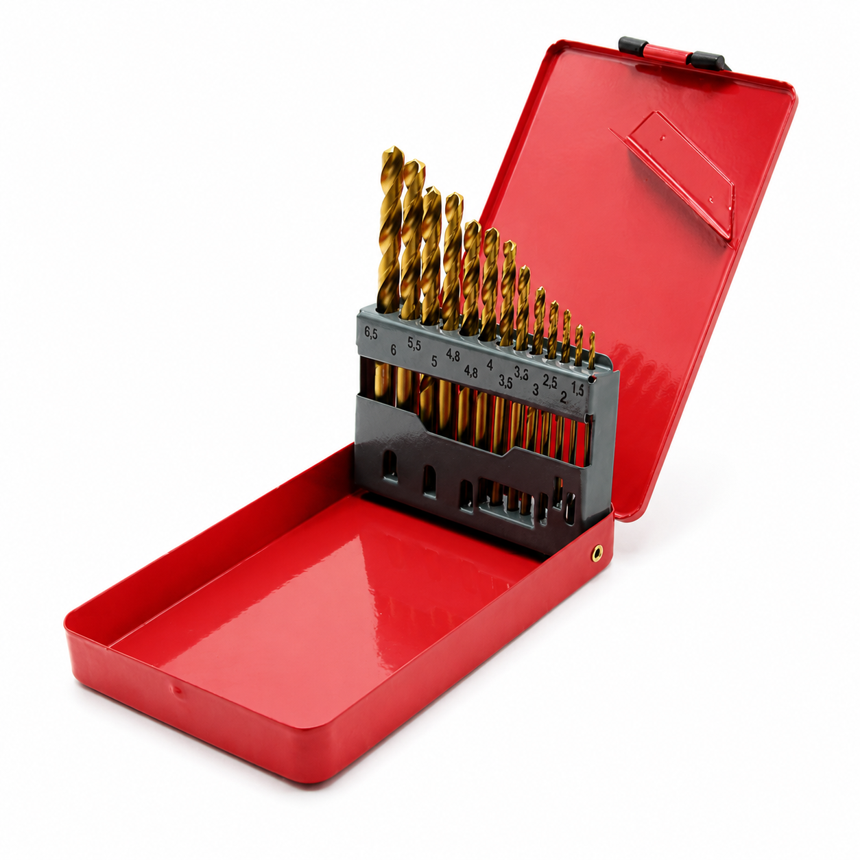 Titanium-Coated HSS Twist Drill Bit Set - 13 Piece, Metal Storage Case | SP-TDS-001